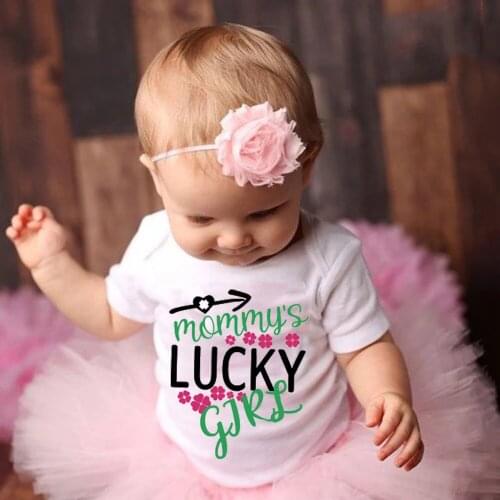 Mommys Lucky Girl Baby Rompers Lovely Jumpsuit Girls Clothes Summer High Quality Newborn Ropa Bebe Clothing Costume Sleepwear