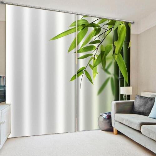 Customized 3d curtains simple and fresh modern green bamboo curtains thickened windshield blackout curtains