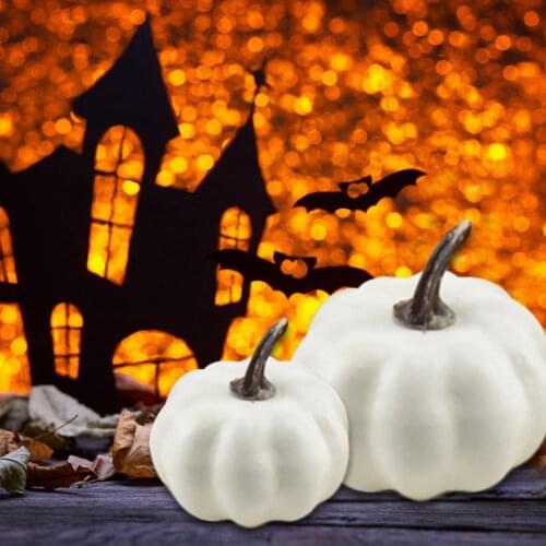 12pcs Artificial White Pumpkin Ornament Photography Shooting DIY Props For Thanksgiving Halloween Decoration Party Supplies