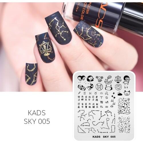KADS Nail Art Plate Stamp Template Sky 005 Twelve Constellation Star Image Stencil DIY Nail Art Templates Manicure DIY Tool