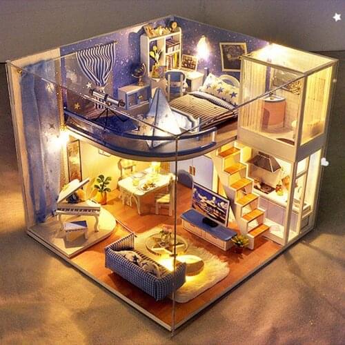 DIY Dollhouse Dream Star loft version cottage creative handmade small house model assembly toy gift valentines Day gift