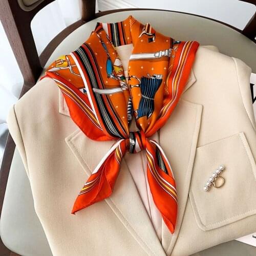 70x70cm Square Silk Scarf Bandana Women Fashion Scarves for Ladies Summer Luxury Brand Shawls Wraps Office Small Hijabs Bandana