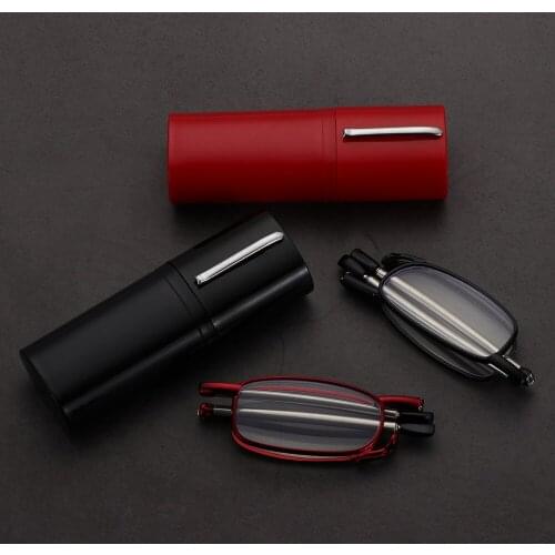 Easy Carry Foldable Reading Glasses with Tube Case Computer Reading Eyeglasses Anti Eyestrain Strength 1.0~4.0x