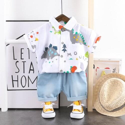 Summer Baby Boys girls Clothing Sets Toddler Infant Short Sleeve dinosaur printed top T Shirt Shorts Children Clothes