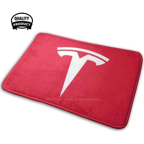 Tesla Logo (Red) Soft House Family Anti-Slip Mat Rug Carpet Tesla Tesla Roadster Tesla Model 3 Tesla Car Ev Electric Car Tesla