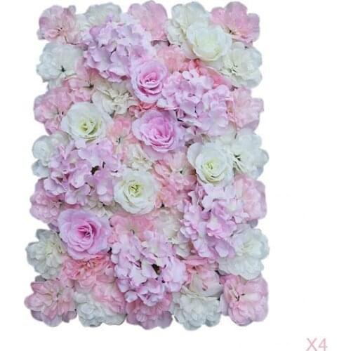 Pack of 4 Romantic Artificial Rose Hydrangea Silk Flower Wall Panels Wedding Venue Background Stage Decoration Pink White