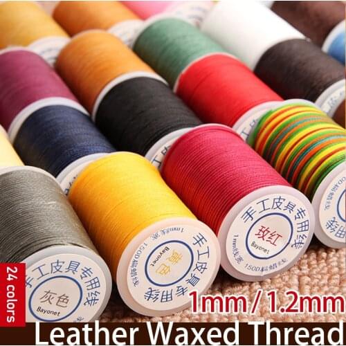 DIY Sewing Thread Durable Leather Flat Waxed Thread Cotton Cord String for DIY Handicraft Tool Hand Stitching Wax-Coated 1-1.2mm