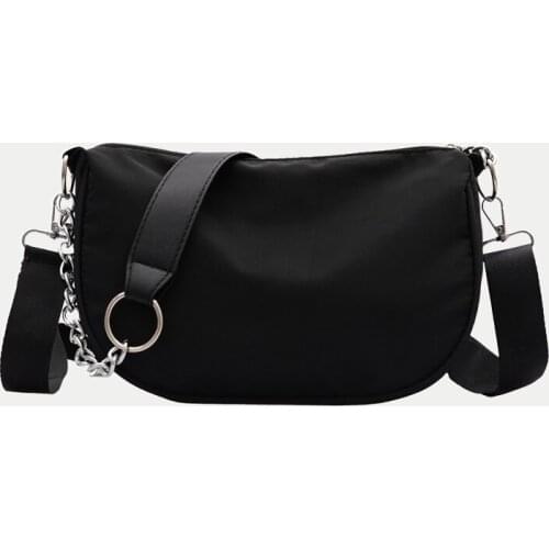 Casual Waterproof Nylon Shoulder Bags for Women Solid Color Large Capacity Handbag Crossbody Hobo Design Messenger Bag Purse