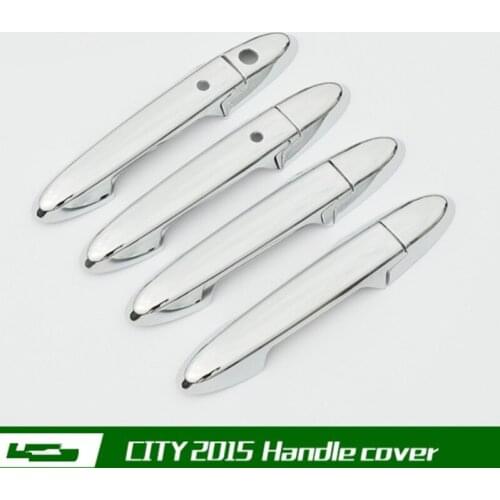 Fit For 2015 Honda City Chrome ABS Car Door Handle Bar Cover Frame Trim Car Styling