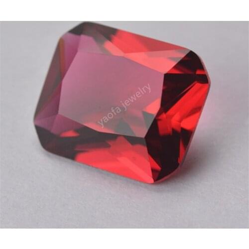 Sale 3x5~13x18mm 5# Dark Rose Red Garnet Color Rectangle Octangle Shape Loose Artificial Glass Stone Octagon Gems For Jewelry