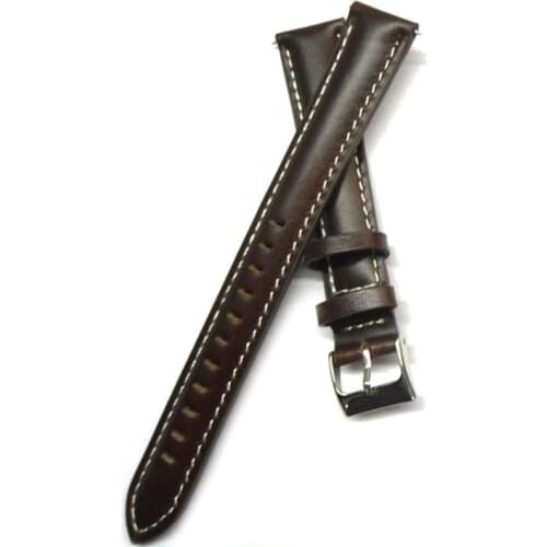 Watch Band 18mm Watchband Dark Brown Italy Oil Leather Strap Lengthening With Buckle For Woman or Man Wrist Watch Free Shipping