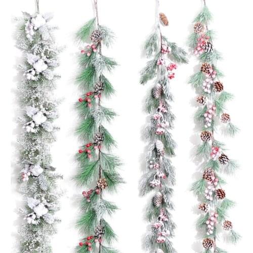 Christmas decorations falling snow antlers garland rattan door hanging decoration ornaments scene layout