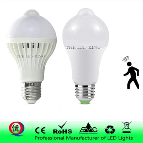 Led Bulb 5W 7W 9W 12W PIR Motion Sensor Lamp AC 220V 230V Auto Smart Led PIR Infrared Body Sound Light E27 Motion Sensor Light