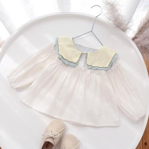 Girls Tops Fashion Baby Kids Girls Long Sleeve A-Line Princess Clothes Children Casual Blouses White 0-6Y