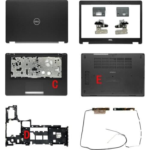 NewLaptopTop Back Cover/Front Bezel/Hinges/Palmrest/Bottom Case/Hinge Cover/Wifi Cable Framework For Dell Latitude E5490 Black