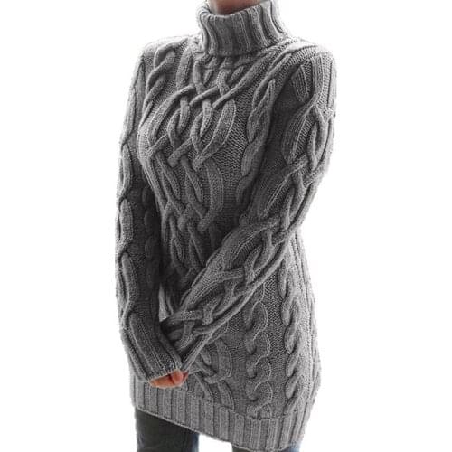 2020 Autumn Winter Women Sweater Turtleneck Thick Long Sweater Dress Black Turtle Neck Women Sweaters Knit Dress Vintage Female