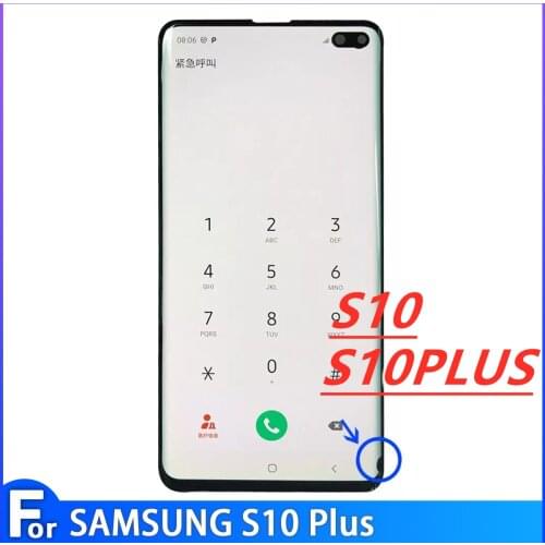LCD For Samsung S10 S10 Plus G975 G975F LCD Display Digitizer Assembly For S10 G973 G973F LCD Repair + Small Point 100% Tested