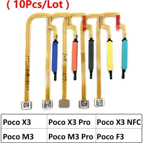 10pcs/Lot, Fingerprint Sensor Home Return Key Menu Button Flex Ribbon Cable For Xiaomi Poco M3