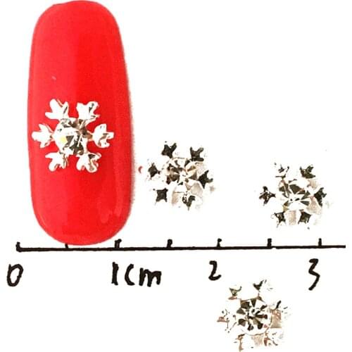 10Pcs Snowflake 3D Alloy Nail Art Decoration Charms Crystal Nails Jewelry White Diamond Women Winter Style Christmas Manicure