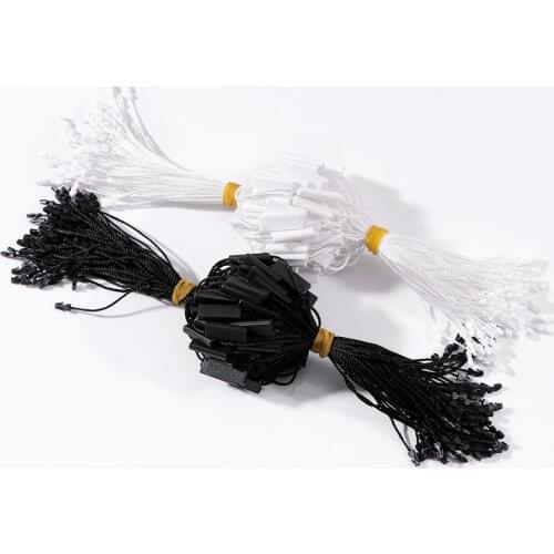 1000PC /lot Plastic Tag White Black Rectangle Hang Tag Polyester Rope String Snap Lock Pin Loop Tie Fasteners