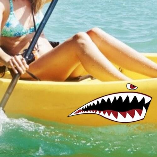 2PC Kayak Sticker Waterproof Shark Teeth Mouth Stickers Decal Canoe Dinghy Marine Boat Car Truck