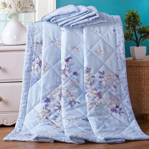 2020 New Thin Quilt Quilt Summer Comforter Microfiber Stitching Print Twin Queen Air-Condition Throws Blanket 1 Pcs