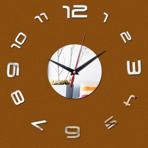 2019 new arrival home decoration acrylic mirror wall clock safe modern design large digital quartz watch sticker Living Room