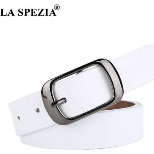 White Women Belt Cowskin Pin Buckle Genuine Leather Belts for Trousers High Quality Casual Solid Women Belt 105 110