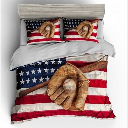 Baseball print duvet cover with pillowcase King size American flag bedding set Twin size 3D bed set Home textile