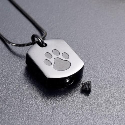 LKJ8003 Paw Etching Dog Tag Engravable Pet Cremation Jewelry with Screw Holding Ashes Memorial Urn Locket Funeral Casket