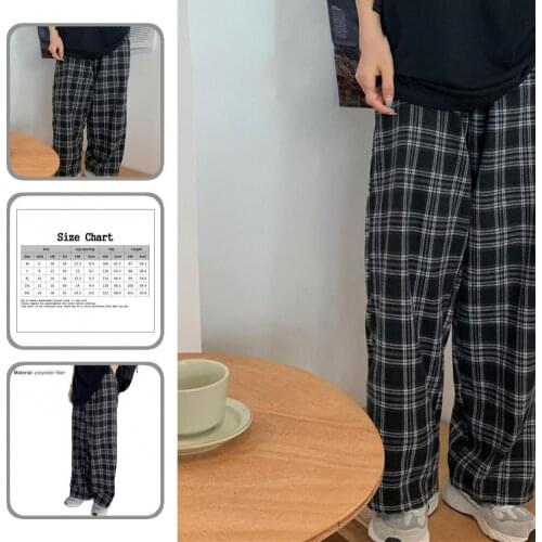 Trousers Attractive Elastic Waist Straight Trousers Summer Women Pants Plaid for Party