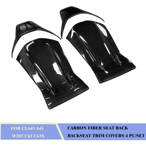 Carbon Fiber Seat Back Backseat Trim Covers 4 PC/Set Fit For BENZ CLA45 A45 W205 C63