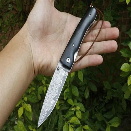 Black Swallow (Damascus Steel) VG 10 Sharp Blade Natural Ebony Hnadle Survivcial Outdoor Camp And Hunt Kitchen EDC Tool Gift
