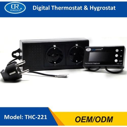 RINGDER THC-221 Digital Temperature Humidity Controller Regulator Hygrothermostat Thermo-hygrostat Greenhouse Reptile Terrarium