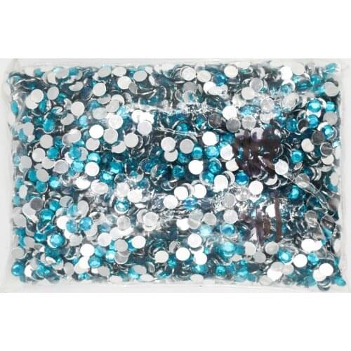Blue Zircon Color 3~6mm Flatback стразы Resin Non hotfix Rhinestones in Bulk Package Plastic Nail Art Decoration for Garment
