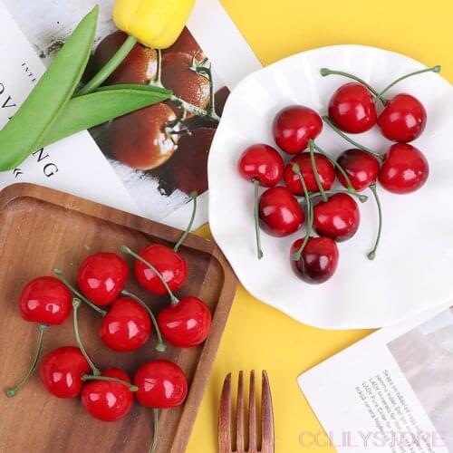 20PCS Artificial Fruits Lifelike Realistic Cherry Fake Fruits Decorative Fruits for Party Kitchen