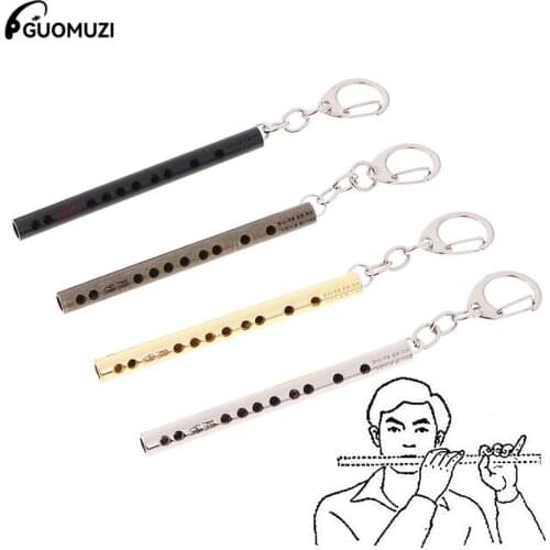 1pc Mini Pocket Musical Instrument Keychain Cosplay Prop Accessories Flute Keyring Key Chain Pendant