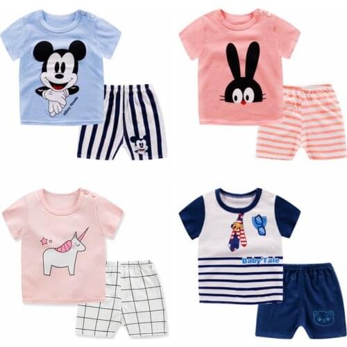 Summer Clothing Sets Cartoon Mickey Mouse Baby Boys Girls T-shirt + Shorts 2pcs Toddler Short Sleeve Outfits Childrens Clothes