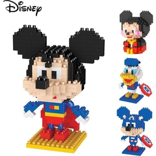 Disney Building Blocks DIY Montessori Toys Mickey Mouse Minnie Donald Duck Assembled Cartoon Animal Modle Gift Early Learn Aids