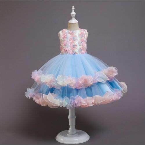 Formal Girls Dress Summer Flower Girl Wedding Ceremony Kids Dresses for Girls First Communion Floral Elegant Princess Dress