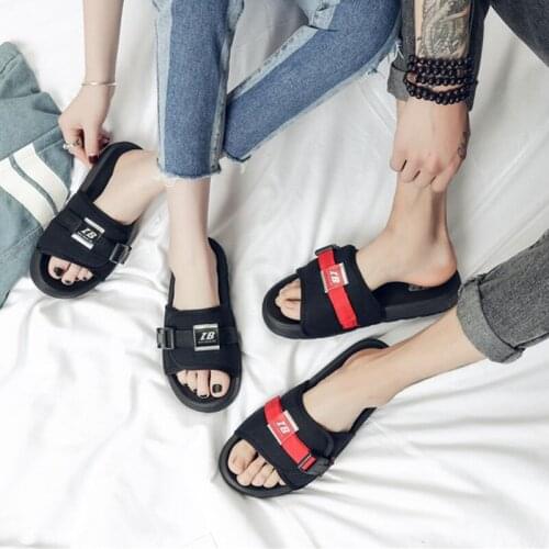 ZEEKSON Summer Couple Slippers Fashion Lightweight Mens Slippers Outdoor Seaside Vacation Word Wear-resistant Beach Shoes