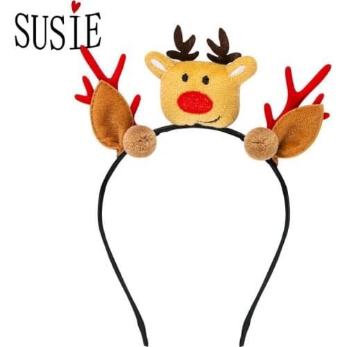 LOVE SUSIE 2020 Hair Clips Fashion Christmas Jewelry Accessories Bear Snowman Fannel Antler Headband Party Gifts