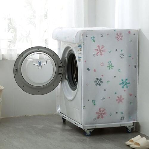Cartoon Printed Household Washing Machine Cover Organizer Protective Dust Cover Washer Sunscreen Waterproof Dust Proof Case