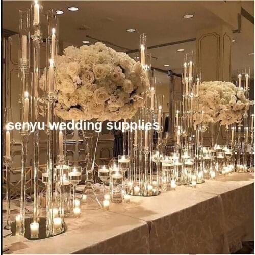New style Gorgeous wedding centerpieces 9 arm/10 arms/8 arms/12 arms crystal acrylic candelabra for wedding senyu0201