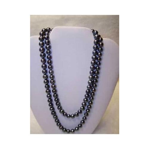 AAA 8-9mm tahitian black pearl necklace 48inch