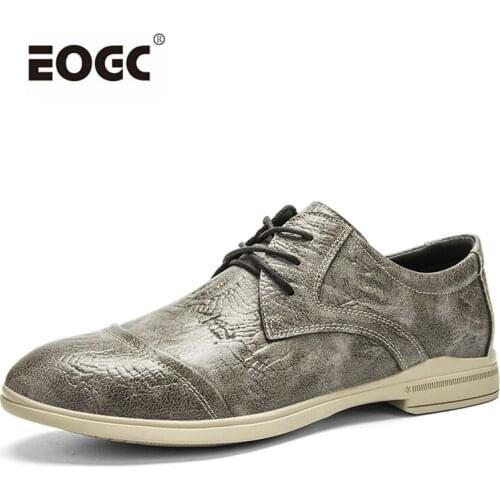 Plus Size Natural Leather Shoes Men Quality Loafers Business Soft Anti-slip Driving Shoes Flats Lace-Up Walking Casual Shoes