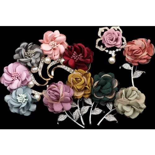 Romantic Wedding Corsages Vintage Artificial Rose Silk Flower Boutonniere Colorful Fabric Brooches Groom Bride Elegant Breastpin
