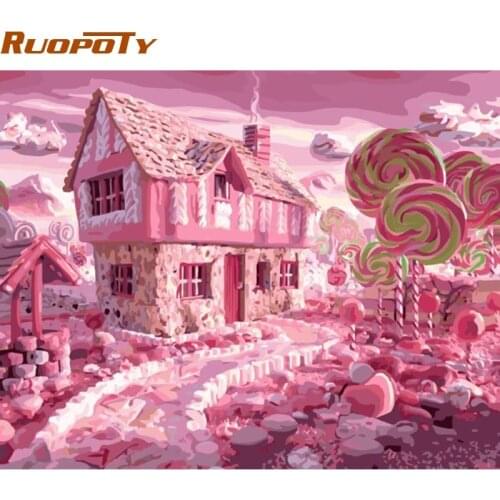 RUOPOTY Frame Pink Romantic Candy Diy Painting By Number Handpainted Wall Art Picture Unique Gift For Wedding Decoration 40x50cm