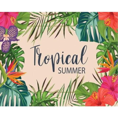 Tropical Summer Cartoon Flower Plant Birthday Party Backdrop Baby Shower Room Decor Photo Booth Studio Prop