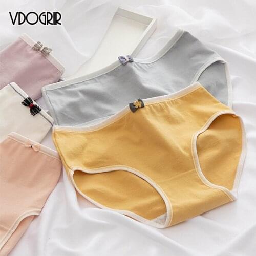 VDOGRIR Cotton Womans Panties With Bow Women Underwear Seamless Cute Briefs Low Waist Comfort Underpants Lady Lingerie Panty
